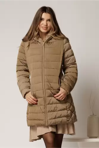 Geaca dama maro cu gluga si blanita pe interior