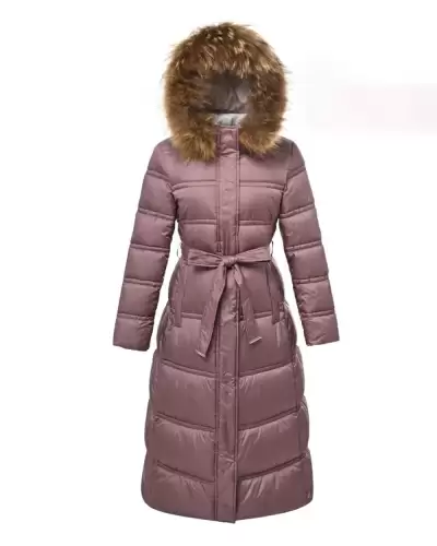 Geaca lunga matlasata cu cordon si gluga detasabile