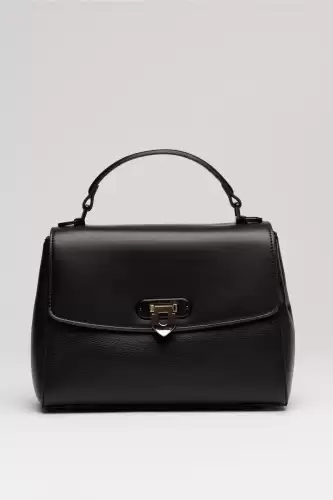 Geanta neagra din piele ecologica cu model structurat