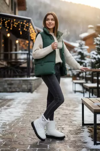 Ghete dama imblanite albe B708 t50-1