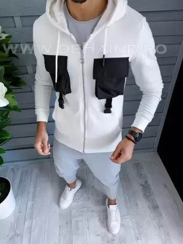 Hanorac barbati alb slim fit A8431 D4-5.4