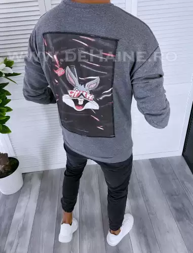 Hanorac barbati gri cu imprimeu pe spate K379 O3-6.3