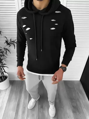 Hanorac barbati negru slim fit 2728 44-2