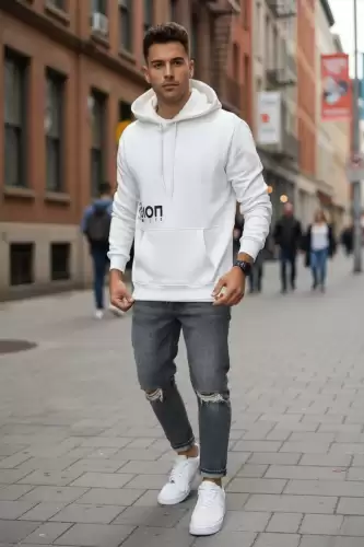 Hanorac barbati slim fit alb vatuit S110 34-4.2