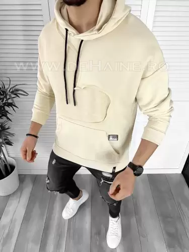 Hanorac barbati slim fit bej K004 i11-5