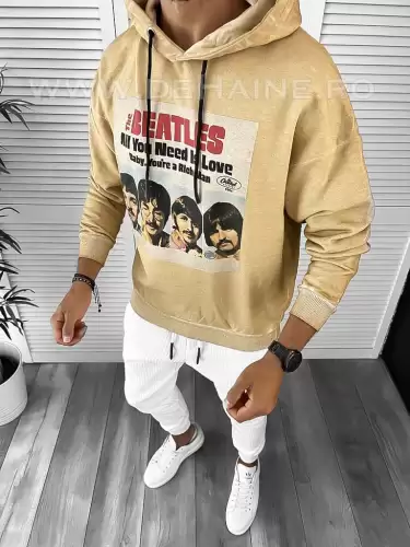 Hanorac barbati slim fit bej K113 85-3.3