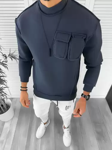 Hanorac barbati slim fit bleumarin K156 i1-2