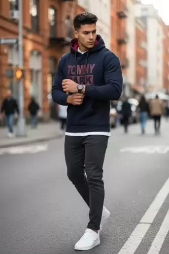 Hanorac barbati slim fit  bleumarin  vatuit S110 90-2.3