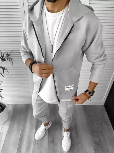 Hanorac barbati slim fit gri deschis 1033 D2-5.1