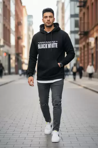 Hanorac barbati slim fit  negru  vatuit S110 106-2