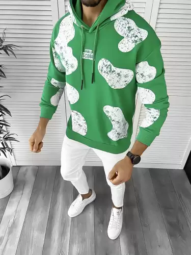 Hanorac barbati slim fit verde K494 13-1