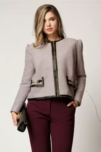 Jacheta DY Fashion eleganta din tweed lila