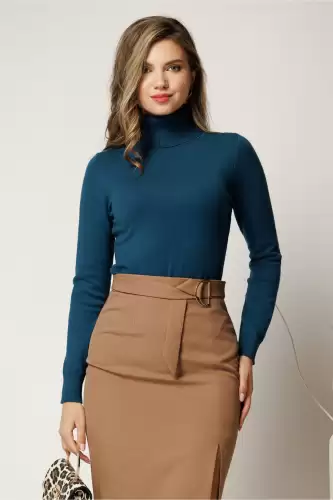 Maleta albastru petrol cu guler intors