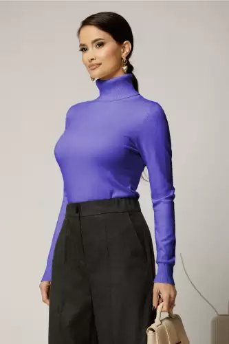 Maleta mov din tricot cu guler intors