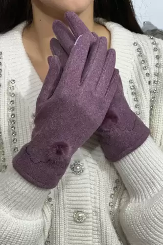 Manusi dama Ania liliac cu puf din blanita eco