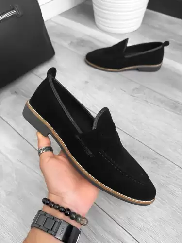 Mocasini barbati negri tapla subtire piele eco comozi 12215 N16-3