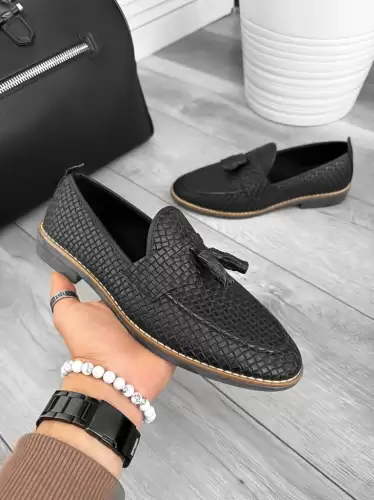 Mocasini barbati negri tapla subtire piele eco comozi 12216 N2-3