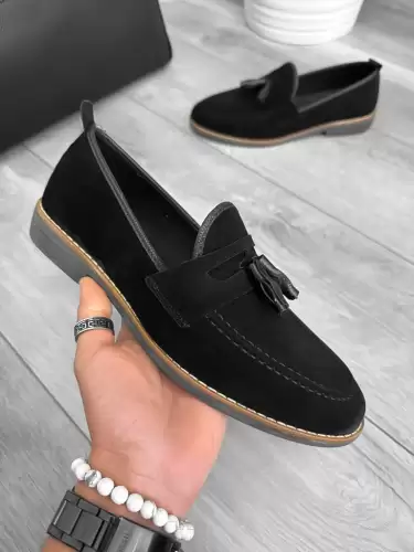 Mocasini barbati negri tapla subtire piele eco comozi 12223 N17-3