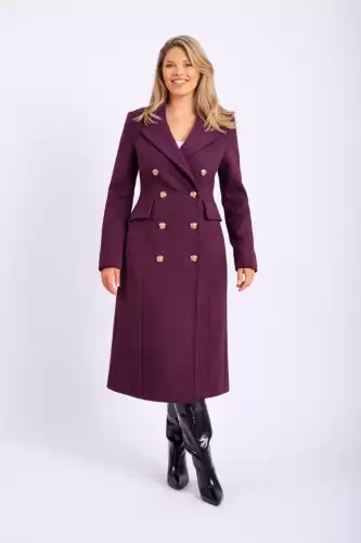 Palton cambrat cu slit la spate si doua randuri de nasturi