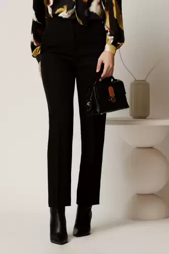 Pantalon DY Fashion negru conici din stofa