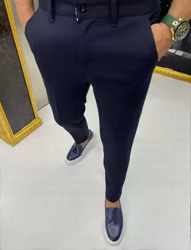 Pantaloni barbati casual bleumarin 12293