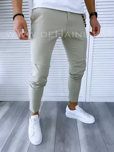 Pantaloni barbati casual regular fit bej B1743 H7-1