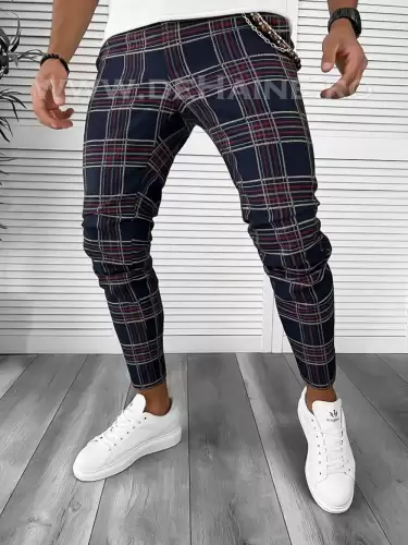 Pantaloni barbati casual regular fit bleumarin B7942 A-4