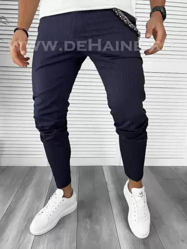 Pantaloni barbati casual regular fit bleumarin in dungi B7886 O4-1.1