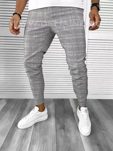 Pantaloni barbati casual regular fit in carouri B8506 B5-3.2