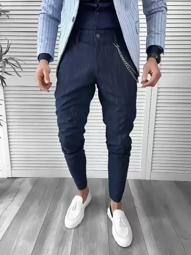 Pantaloni barbati eleganti bleumarin 7220 B11-5