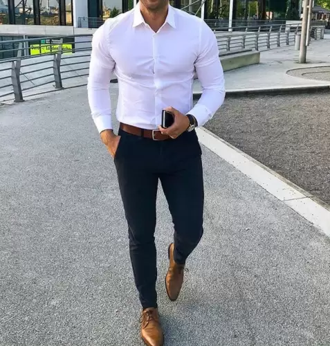 Pantaloni barbati eleganti bleumarin ZR A2116 B4