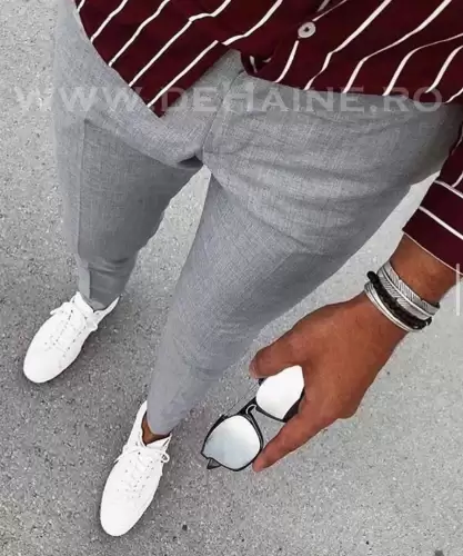 Pantaloni barbati eleganti gri  B1329 B14-3