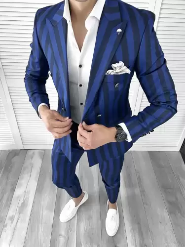 Pantaloni barbati eleganti gri in carouri 1047 P18-4.1