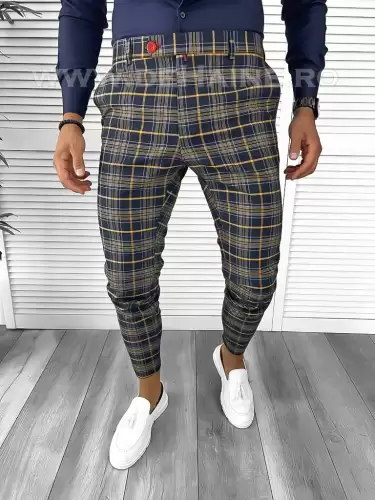 Pantaloni barbati eleganti in carouri B8508 Z35-2