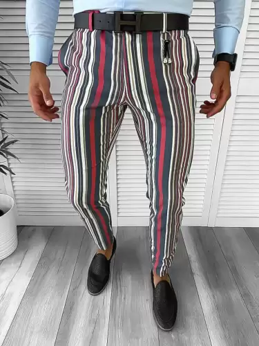 Pantaloni barbati eleganti in dungi B1907 F1-4