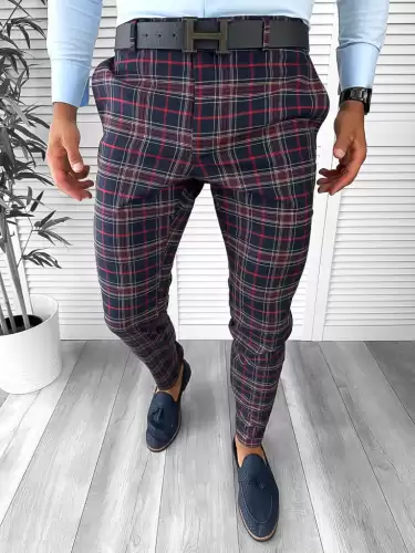 Pantaloni barbati eleganti regular fit carouri B1822 i7-4.1