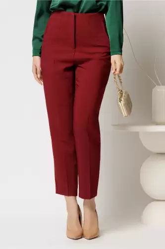Pantaloni dama bordo cu croi conic