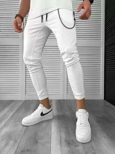 Pantaloni de trening albi conici 12606 80-4.2