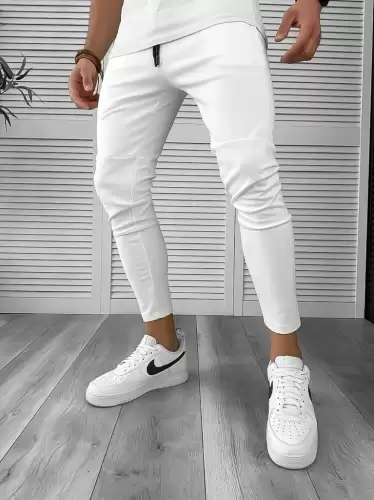 Pantaloni de trening albi conici 12609 80-2.2