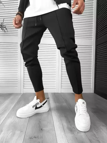 Pantaloni de trening barbati slim fit negru 10100  D2-1.1