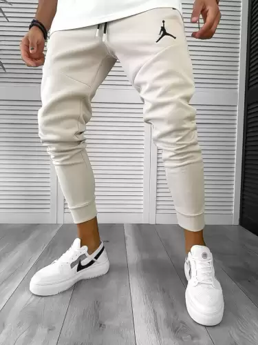 Pantaloni de trening bej conici 12361 D3-1.2