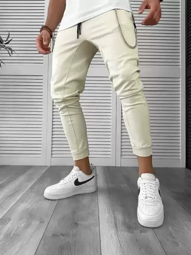 Pantaloni de trening bej conici 12606 P20-4.2