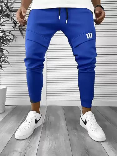 Pantaloni de trening bleu conici 12259 P19-4.1