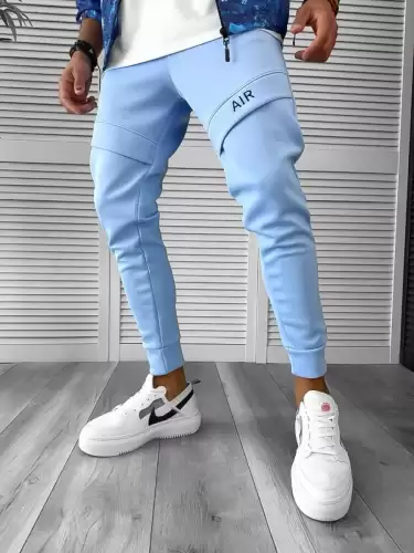 Pantaloni de trening bleu conici 12360 B13-2