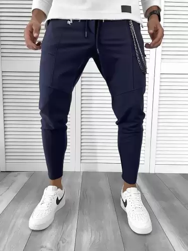 Pantaloni de trening bleumarin conici 12108 119-4