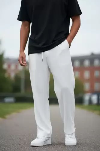 Pantaloni de trening cargo  albi  conici Y125  O3-4.3