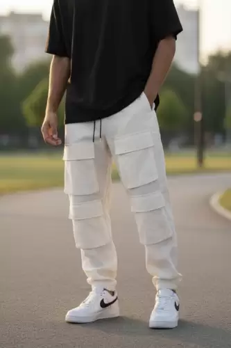 Pantaloni de trening cargo  bej  conici Y239 13-2.2