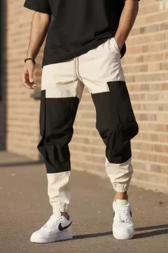 Pantaloni de trening cargo  bej  conici Y356 O2-5.1