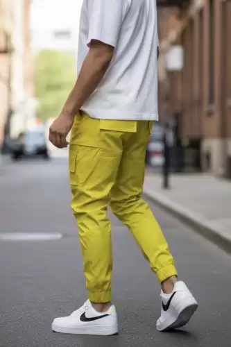 Pantaloni de trening cargo  galbeni  conici Y102 21-4.2