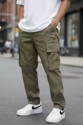 Pantaloni de trening cargo  kaki  conici Y307 P20-4.1